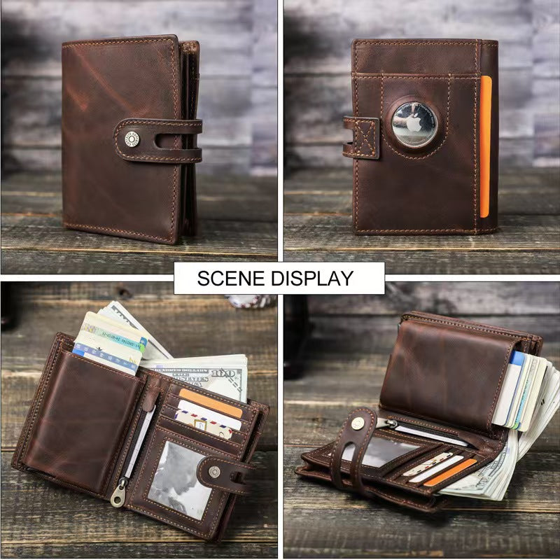 Automatic card holder with Airtag slot rfid protection wallet