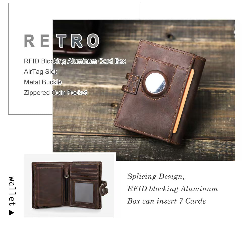 Automatic card holder with Airtag slot rfid protection wallet