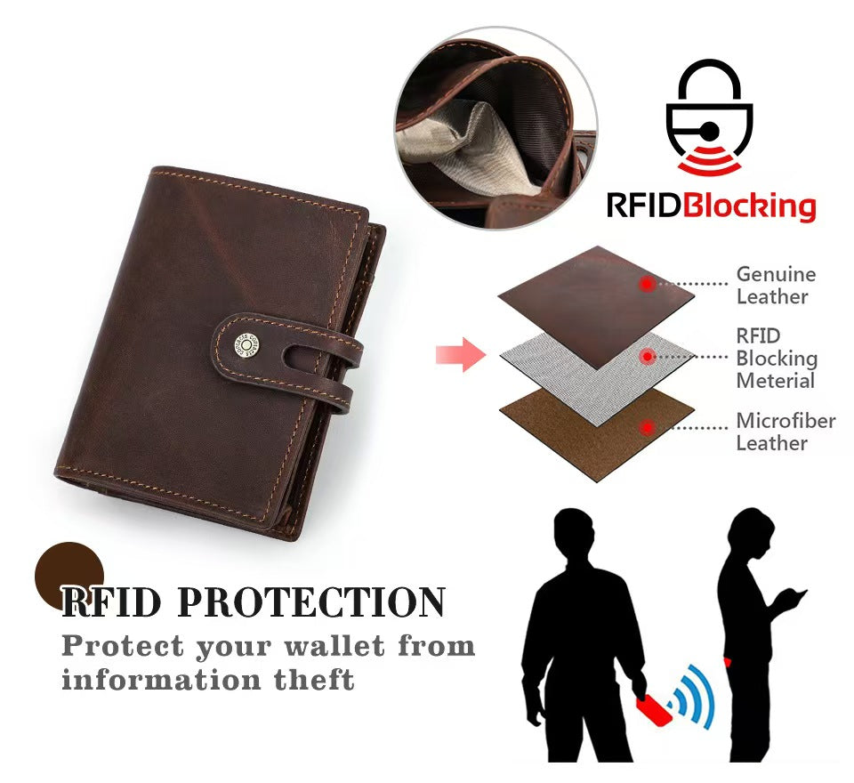 Automatic card holder with Airtag slot rfid protection wallet