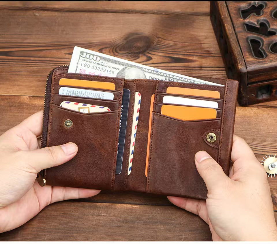 Men's trendy zipper wallet rfid wallet