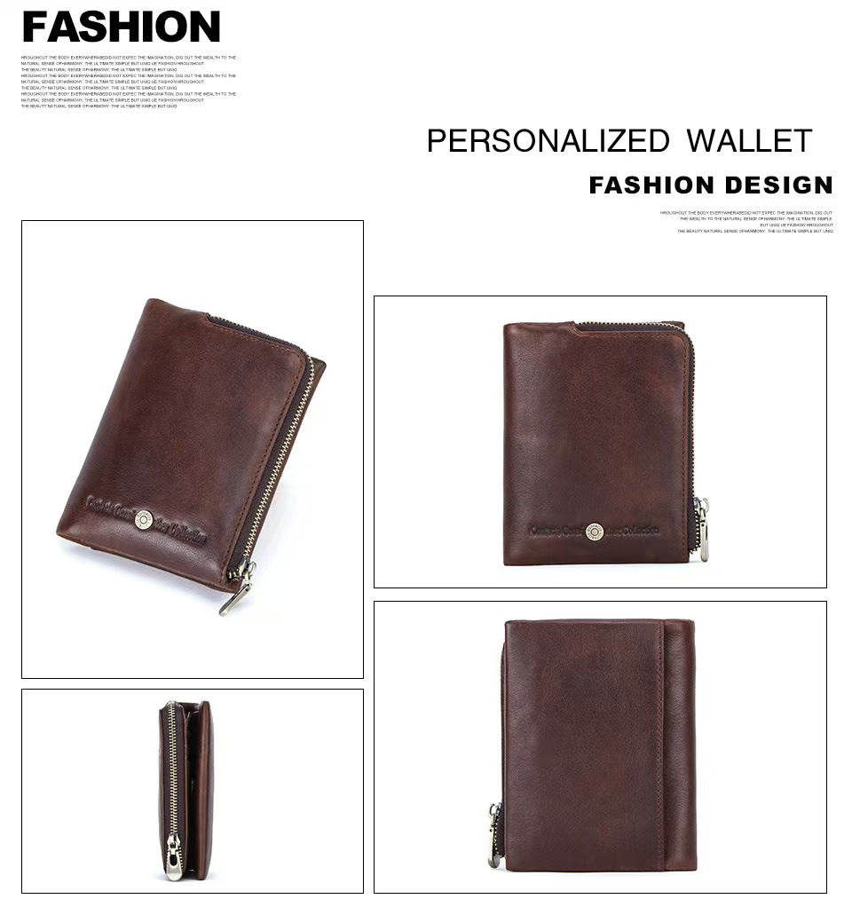 Men's trendy zipper wallet rfid wallet