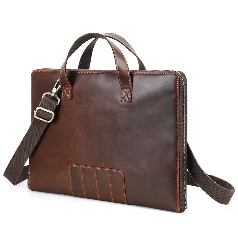 Crazy Horse Leather Men's leather briefcase