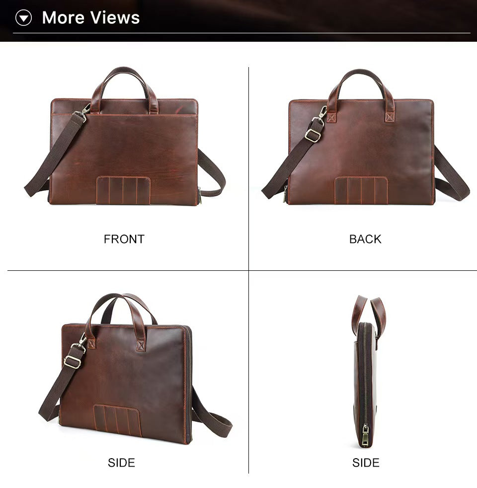 Crazy Horse Leather Men's leather briefcase