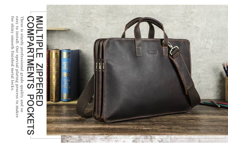 14.2 inch laptop bag leather briefcase for men