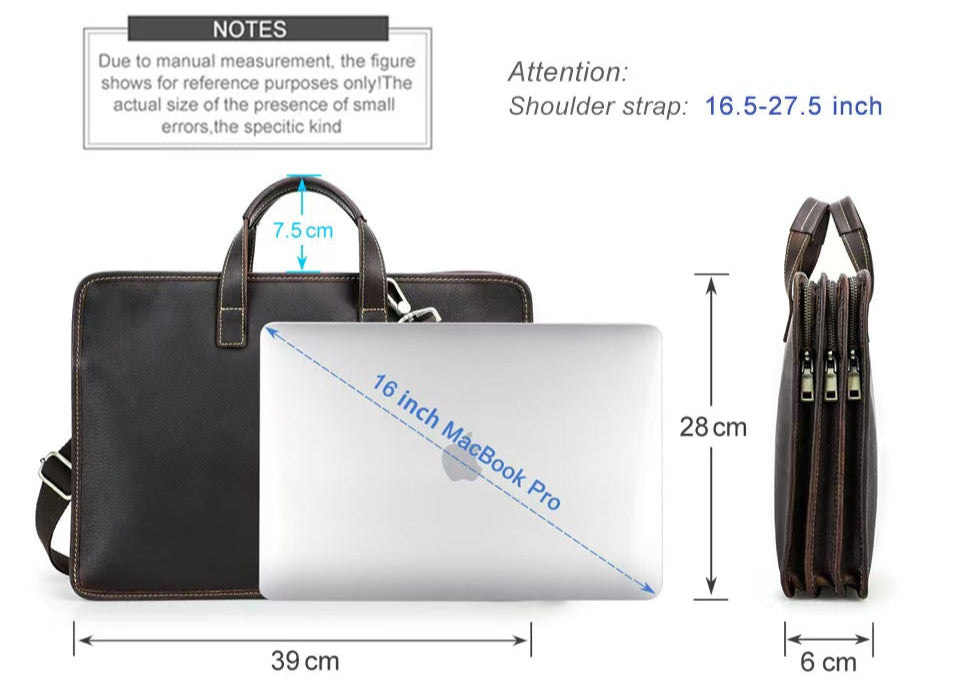 14.2 inch laptop bag leather briefcase for men