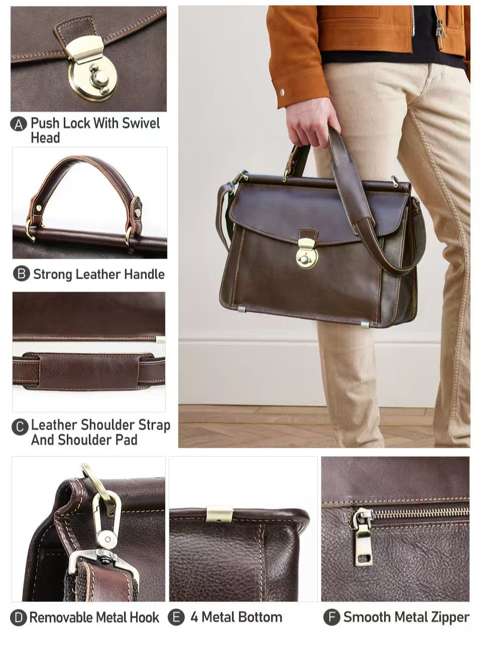 Italian Lambskin Laptop Bag mens briefcase