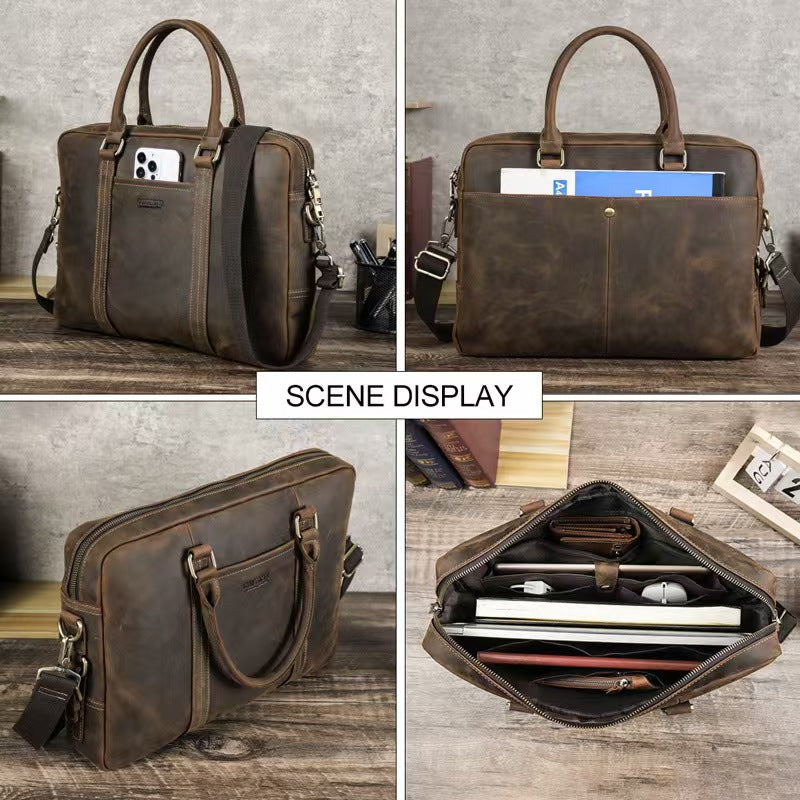 Multifunctional business bag laptop handbags leather