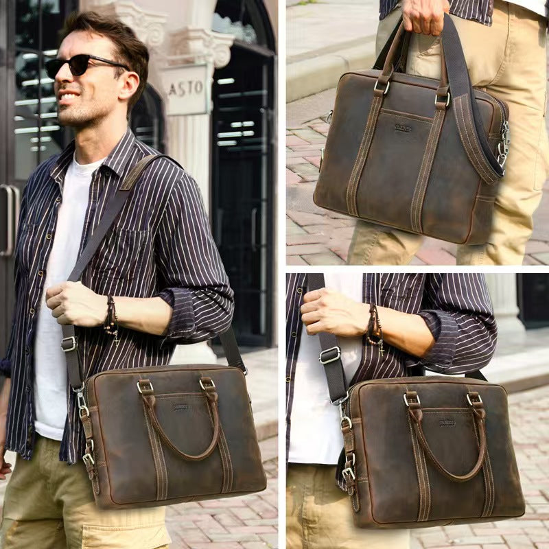 Multifunctional business bag laptop handbags leather