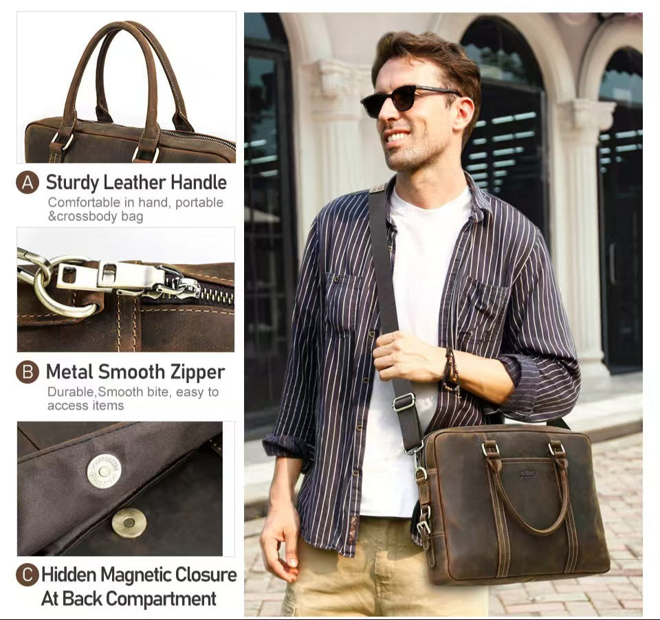 Multifunctional business bag laptop handbags leather