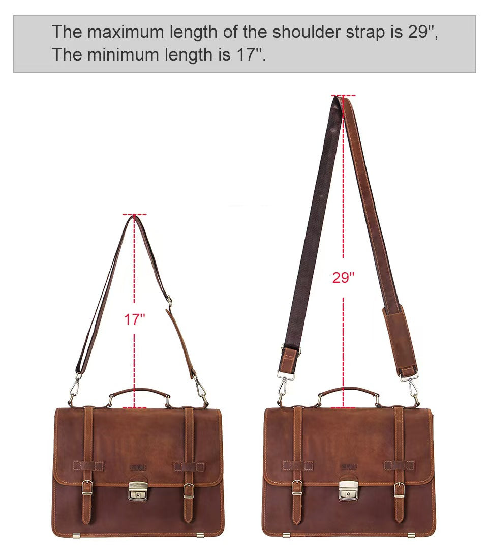 Luxury leather crossbody bag laptop briefcase