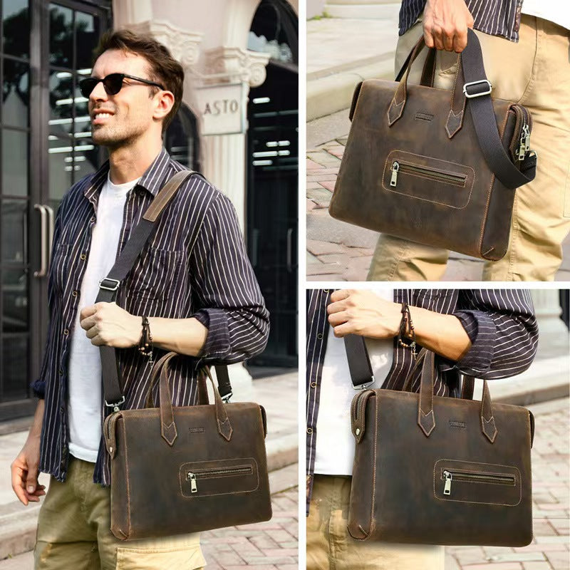 13.3 inch computer document bag leather briefcase