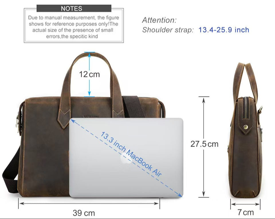 13.3 inch computer document bag leather briefcase