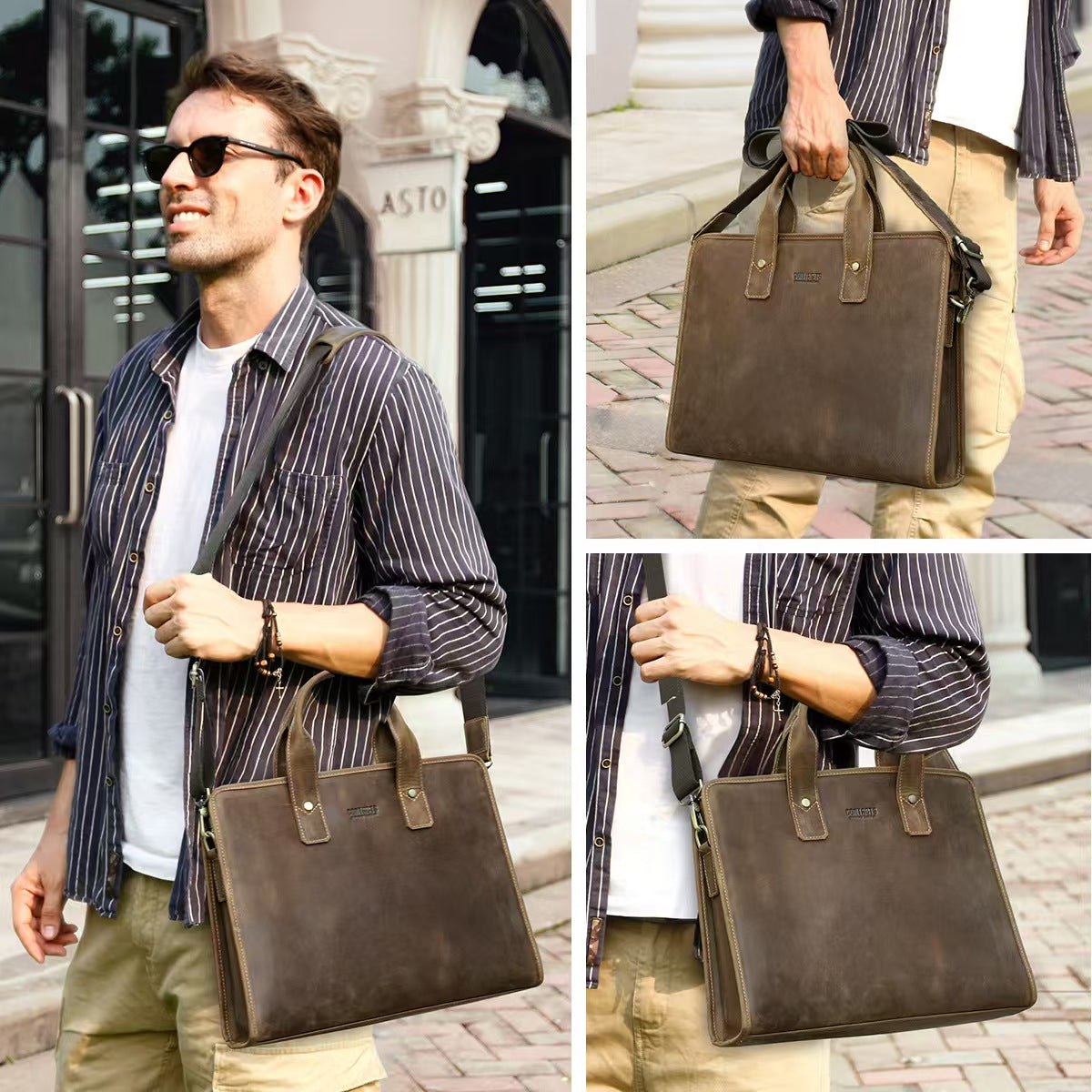 14 inch men's casual business leather briefcases