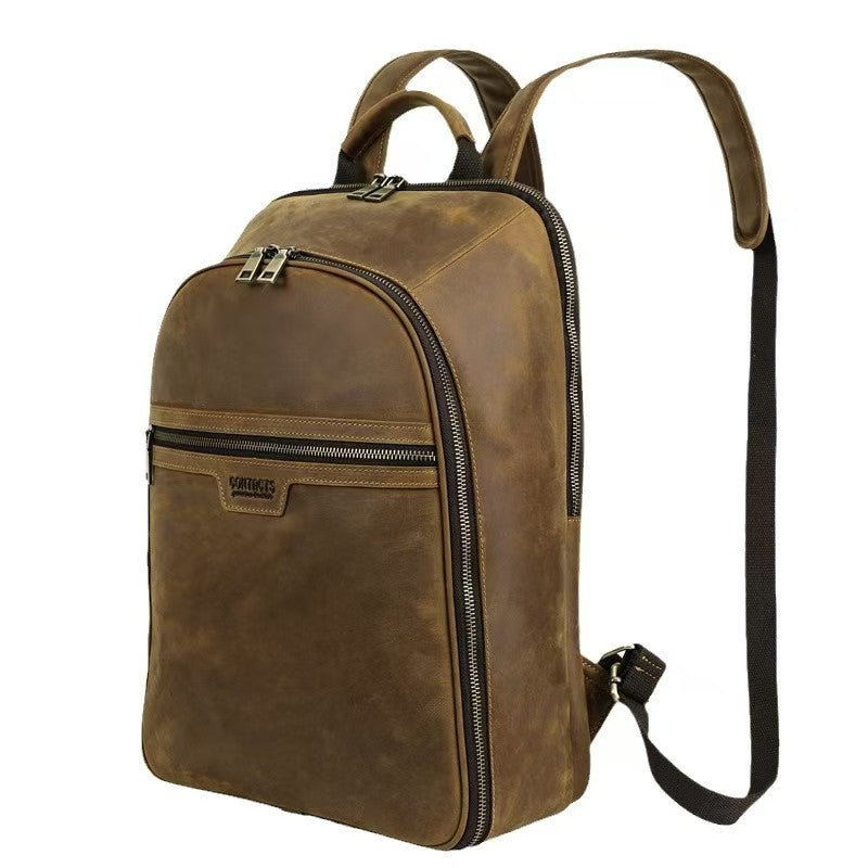 Men's Leather Portable travel laptop backpack