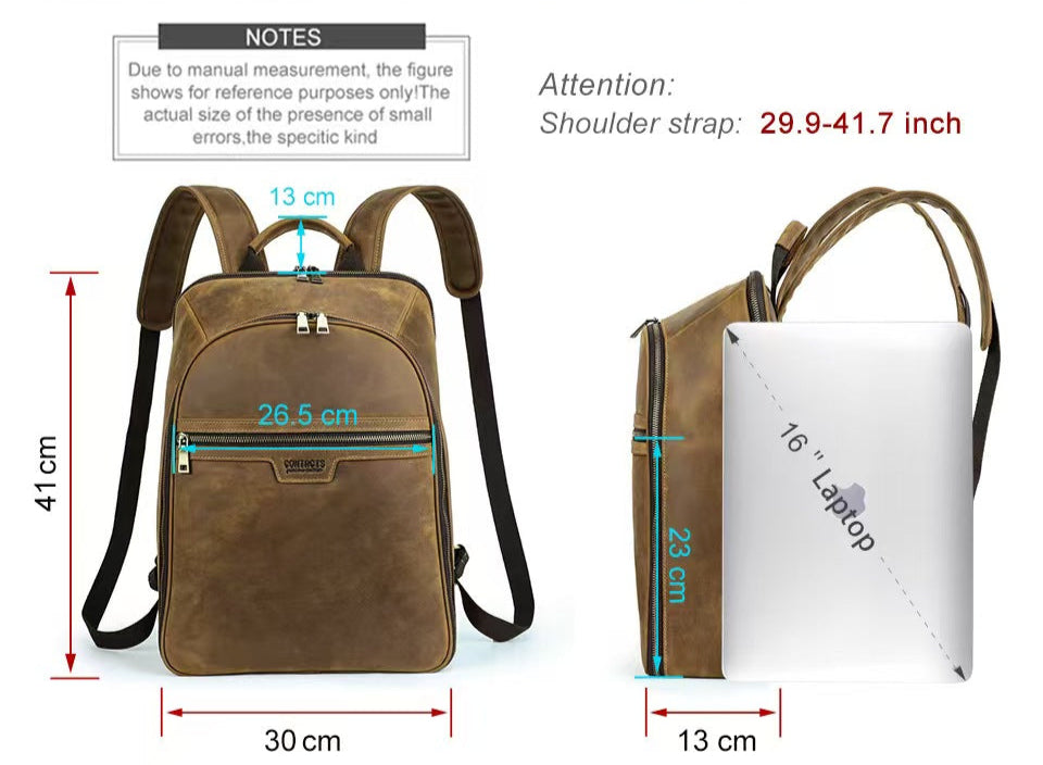 Men's Leather Portable travel laptop backpack