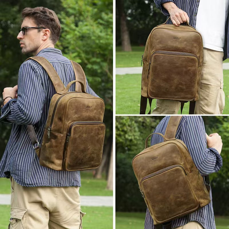 Men's Leather best laptop backpack for travel