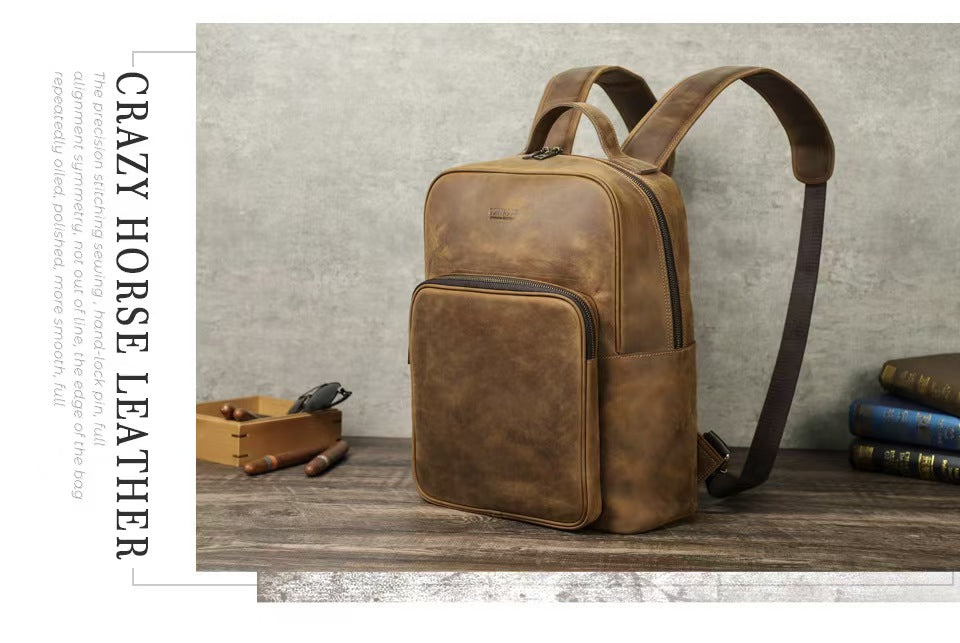 Men's Leather best laptop backpack for travel