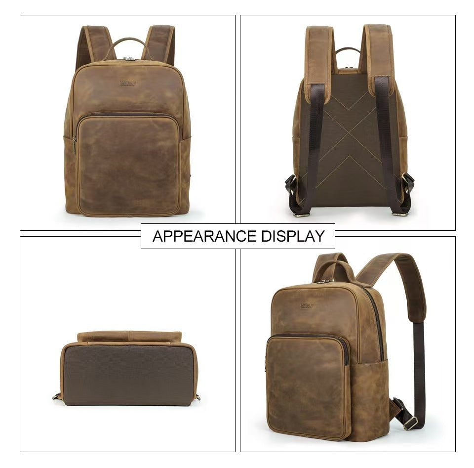 Men's Leather best laptop backpack for travel