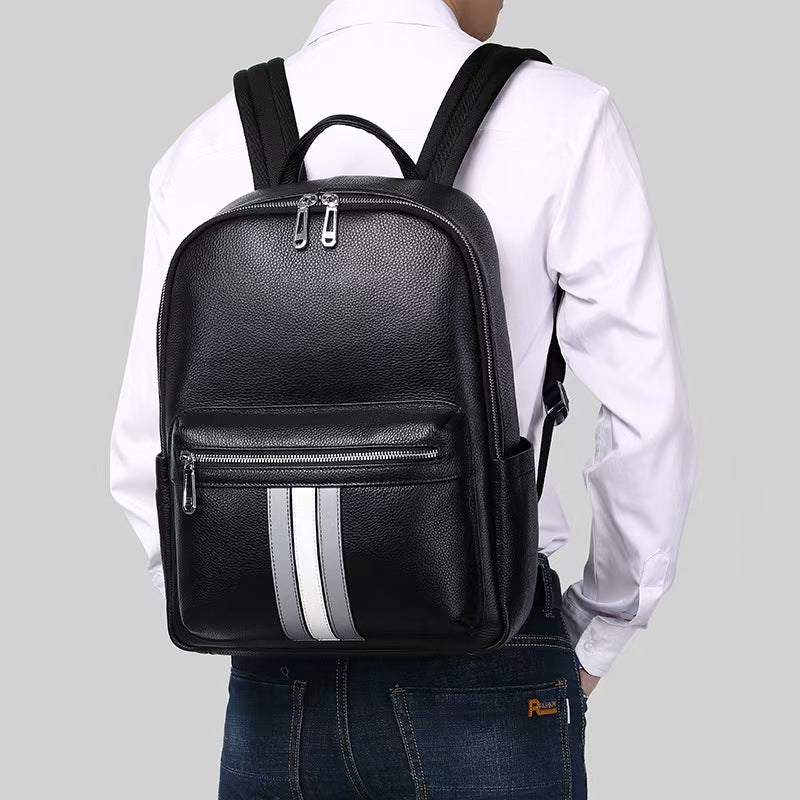 Business trip travel leather business laptop backpacks