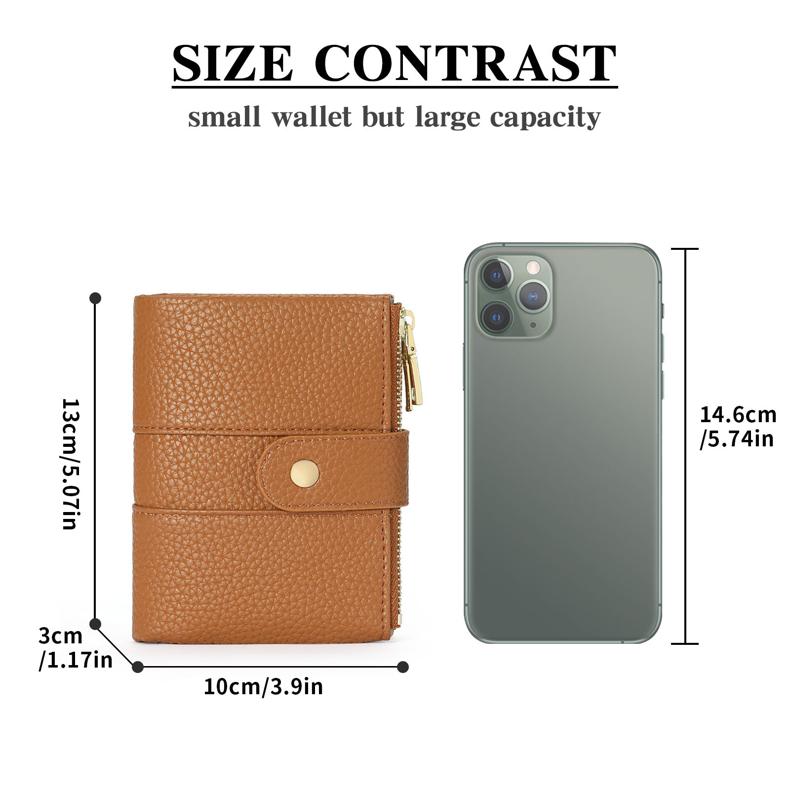 Short Large Capacity Tri-Fold Rfid Wallet Women