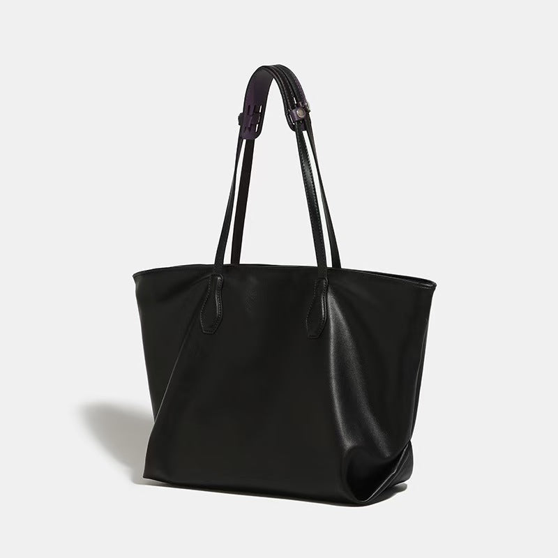 Black high-end simple bag female briefcase leather