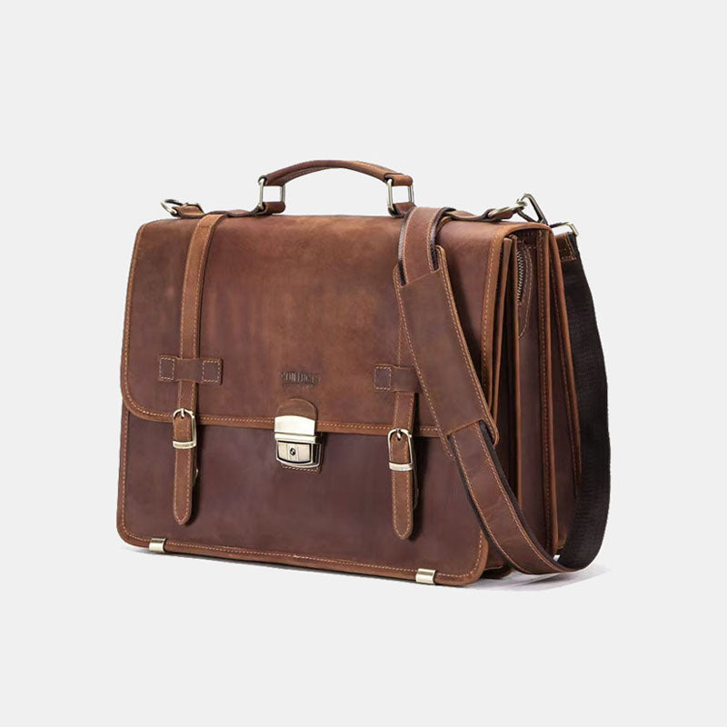 Luxury leather crossbody bag laptop briefcase