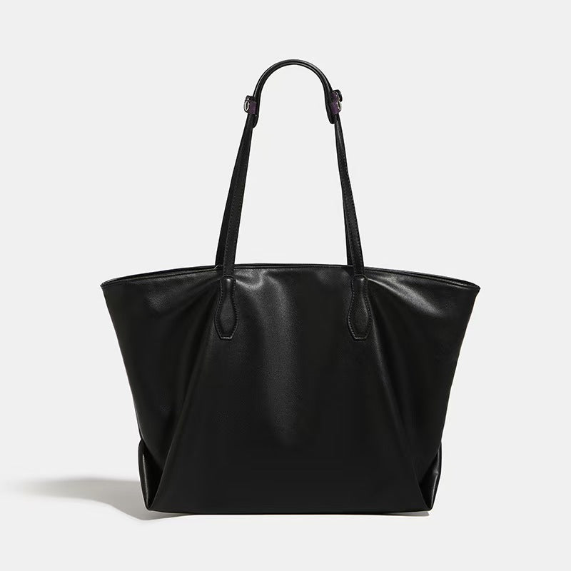 Black high-end simple bag female briefcase leather