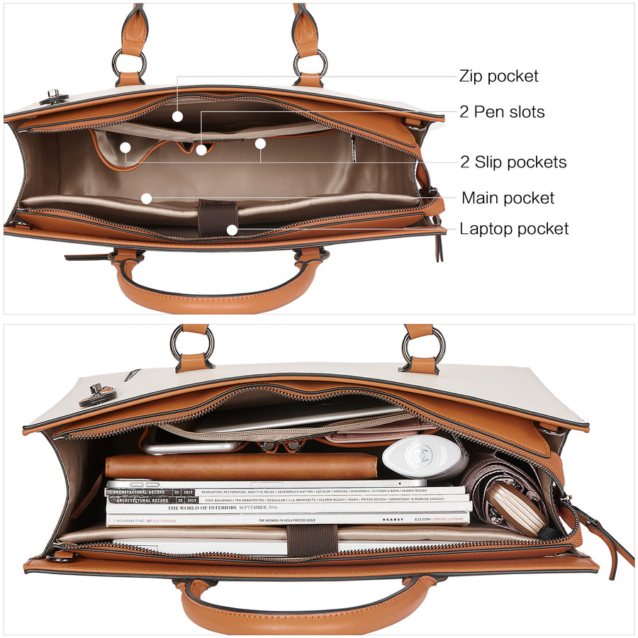 Fashionable Contrast Color Multifunctional Briefcase For Women