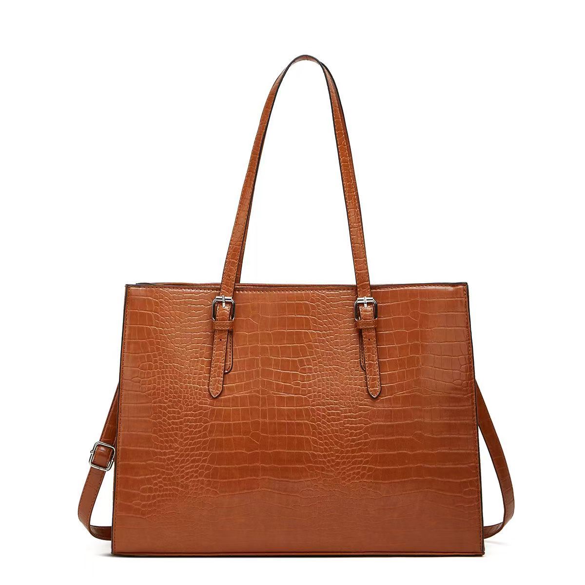 Crocodile Pattern Shoulder Strap Briefcase For Ladies