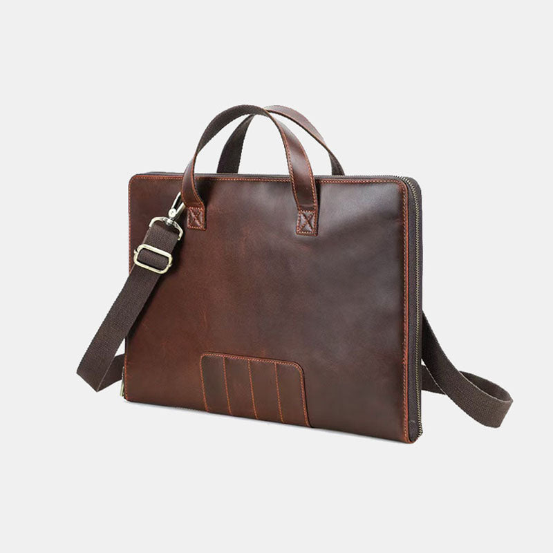 Crazy Horse Leather Men's leather briefcase